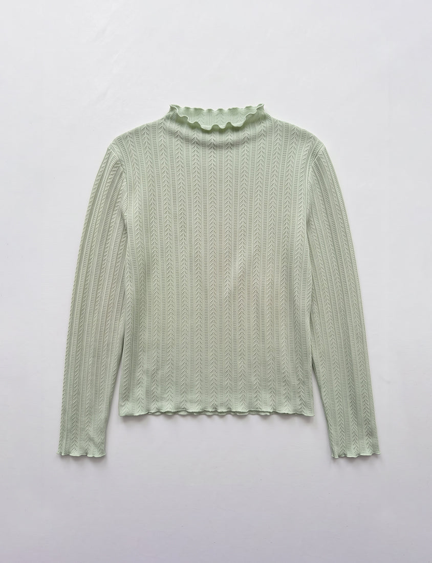 Soft Cable Knit Ribbed Rolled Edges Long Sleeve Plus Size Top