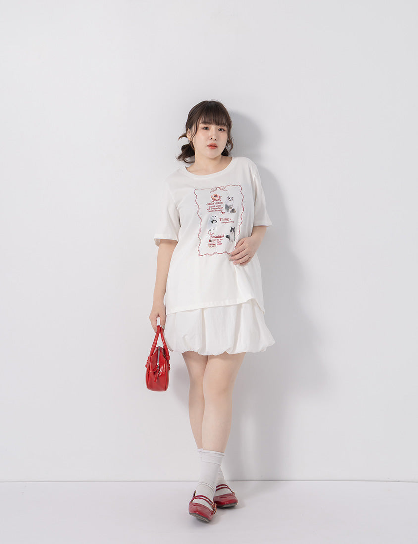 Cute Cat Print Oversized Plus Size Tee