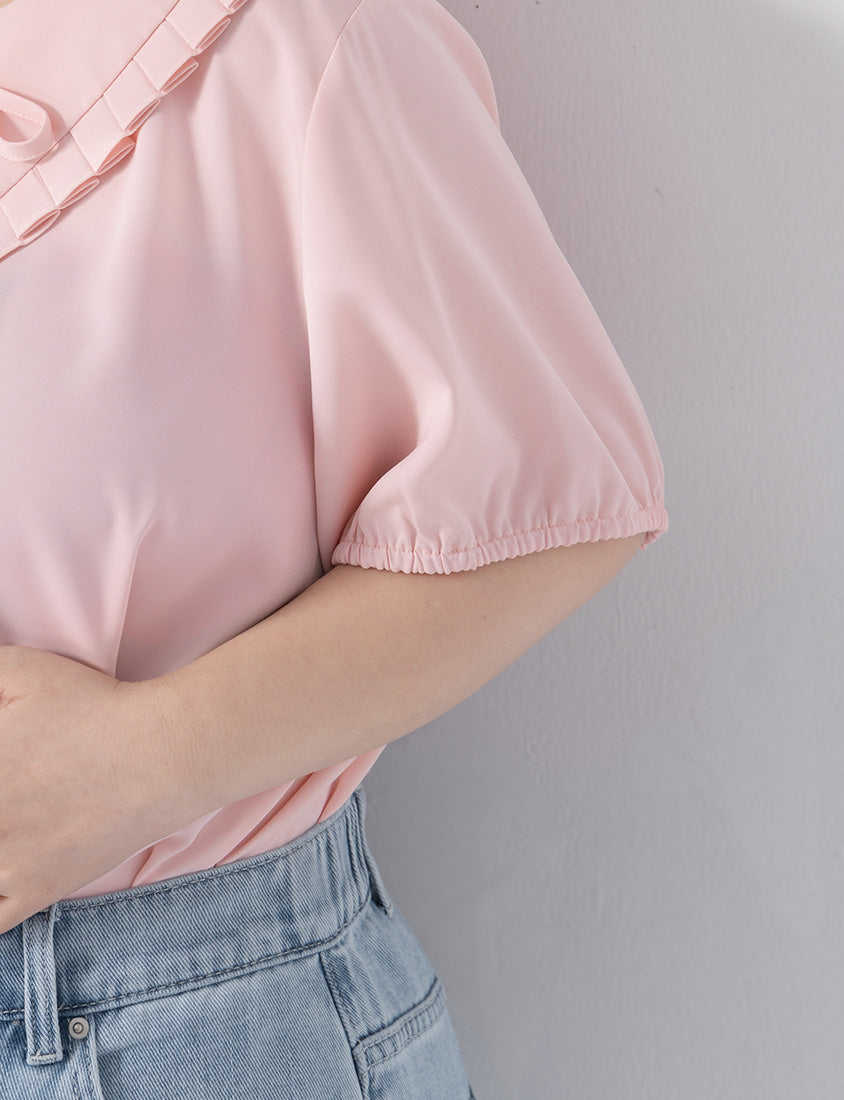 Statement Oversized Collar Tie-Waist Chiffon Plus Size Blouse