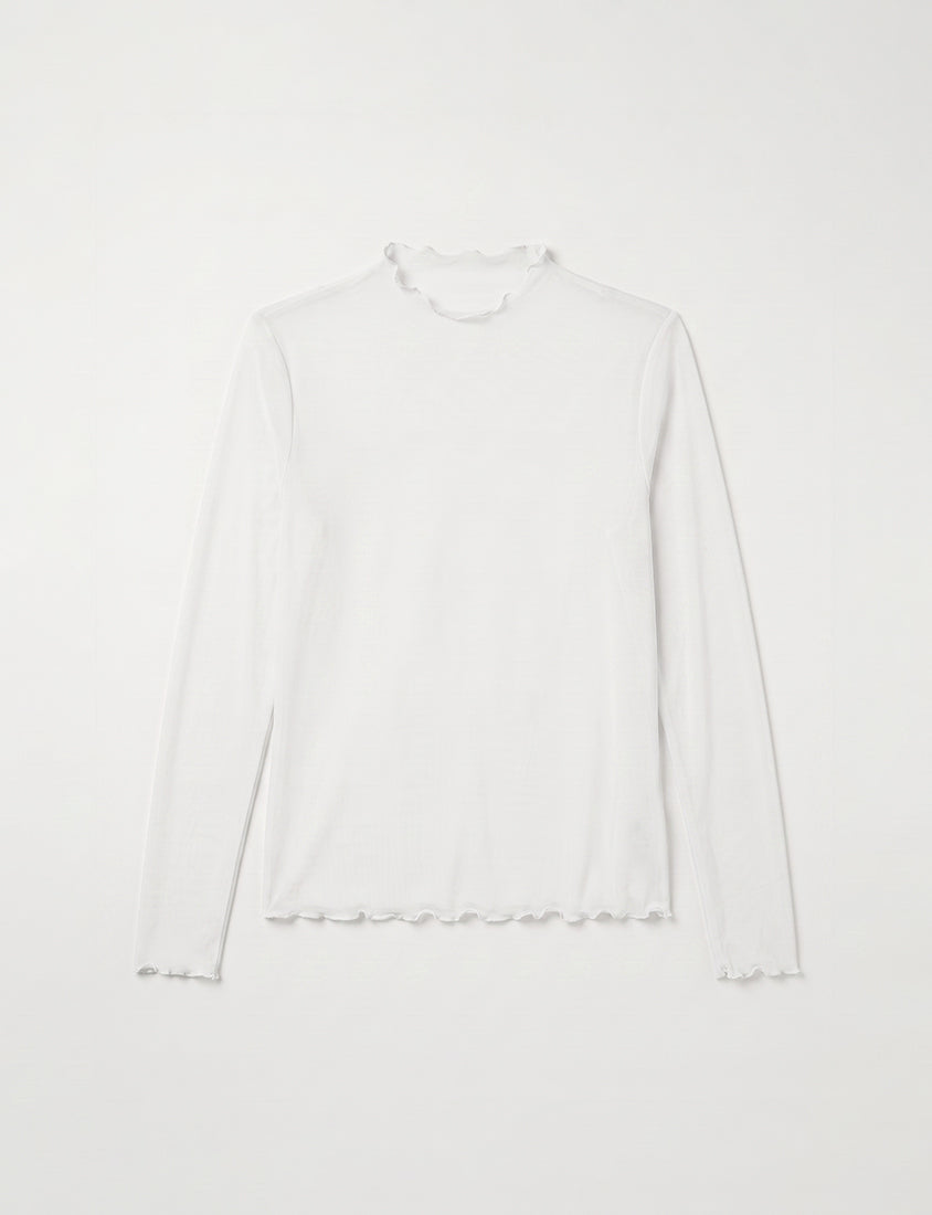 Versatile Ruffle Trim Sheer Long Sleeve Plus Size Top