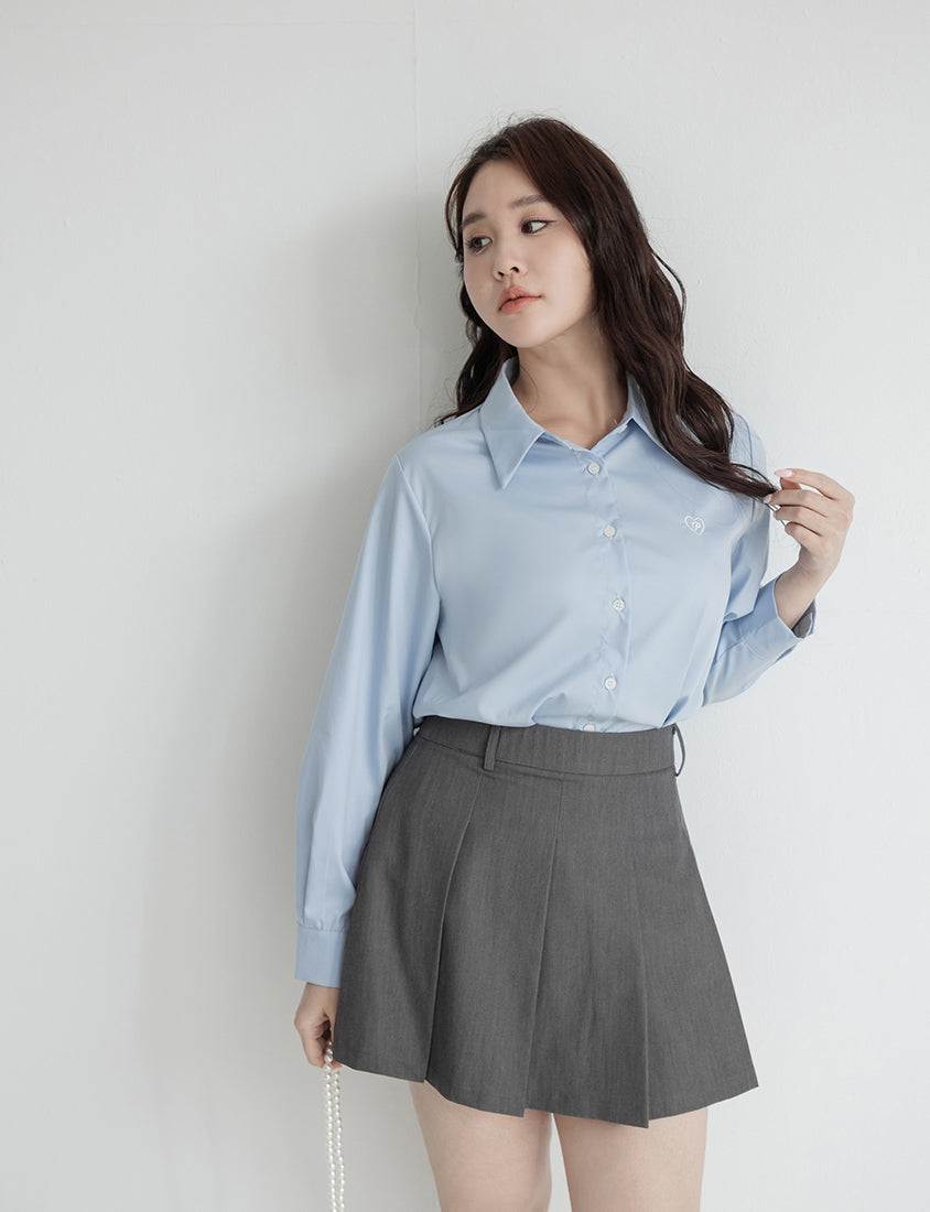 Heart Logo Embroidered Oversized Boyfriend Plus Size Shirt