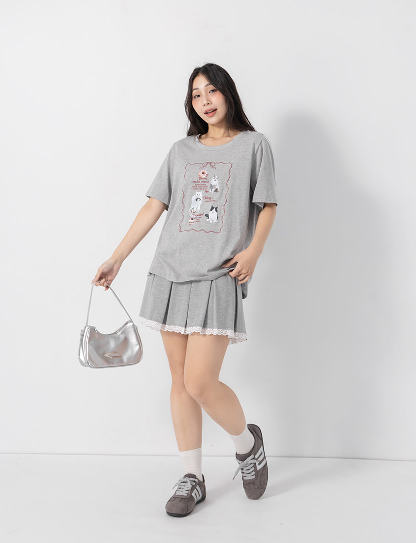 Cute Cat Print Oversized Plus Size Tee