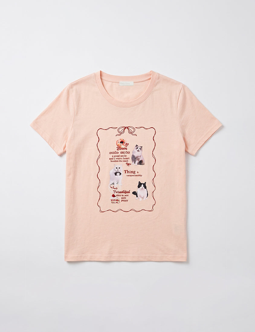 Cute Cat Print Oversized Plus Size Tee