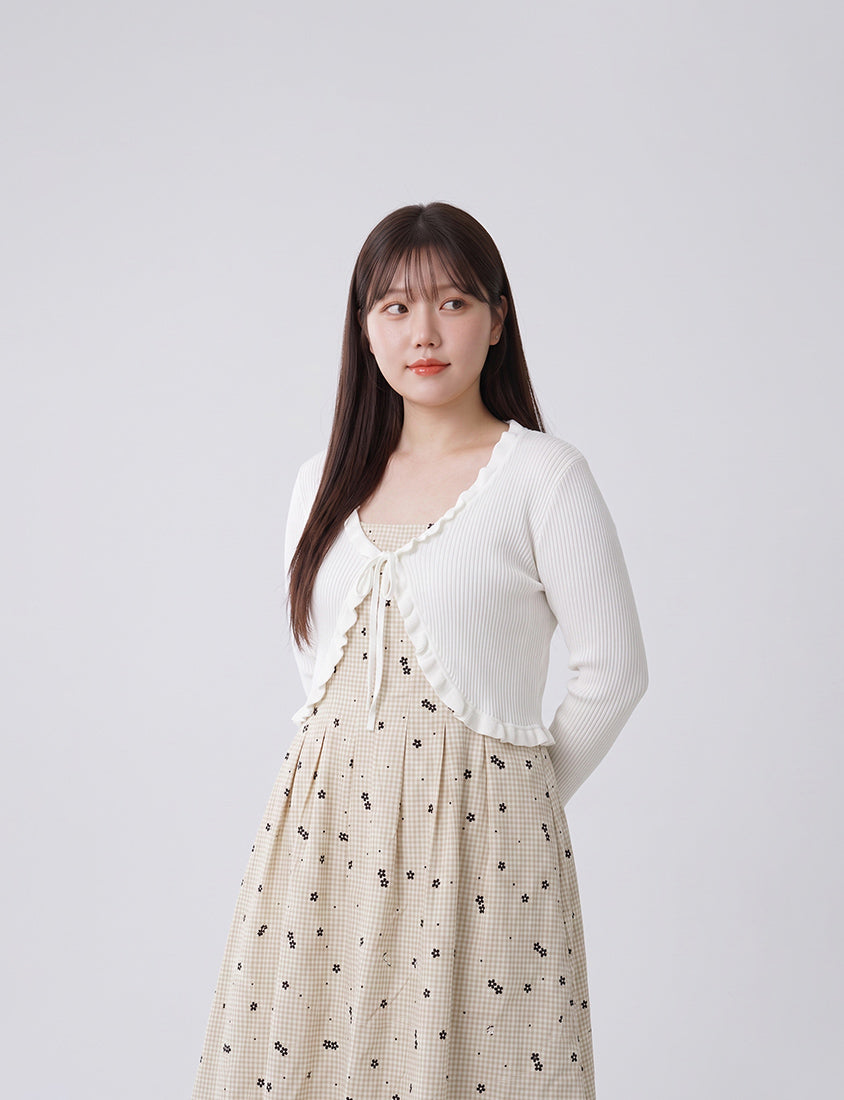Floral Check Pleated Flare Plus Size Maxi Dress