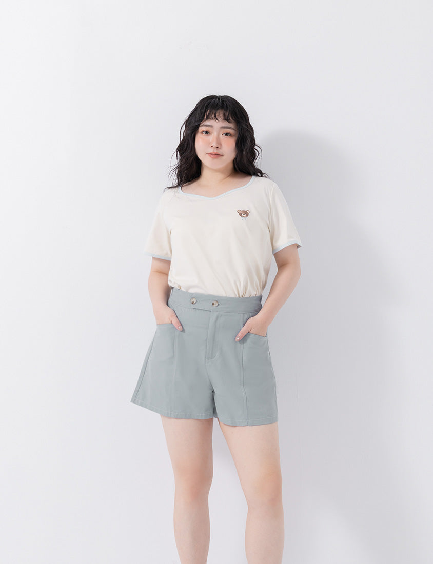 Cool Touch Lyocell Contrast Stitch Plus Size Shorts