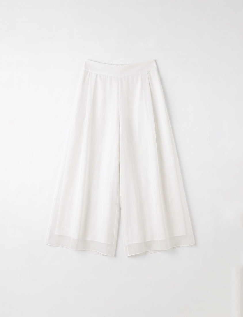 Wide Waistband Ethereal Sheer Plus Size Wide Leg Pants