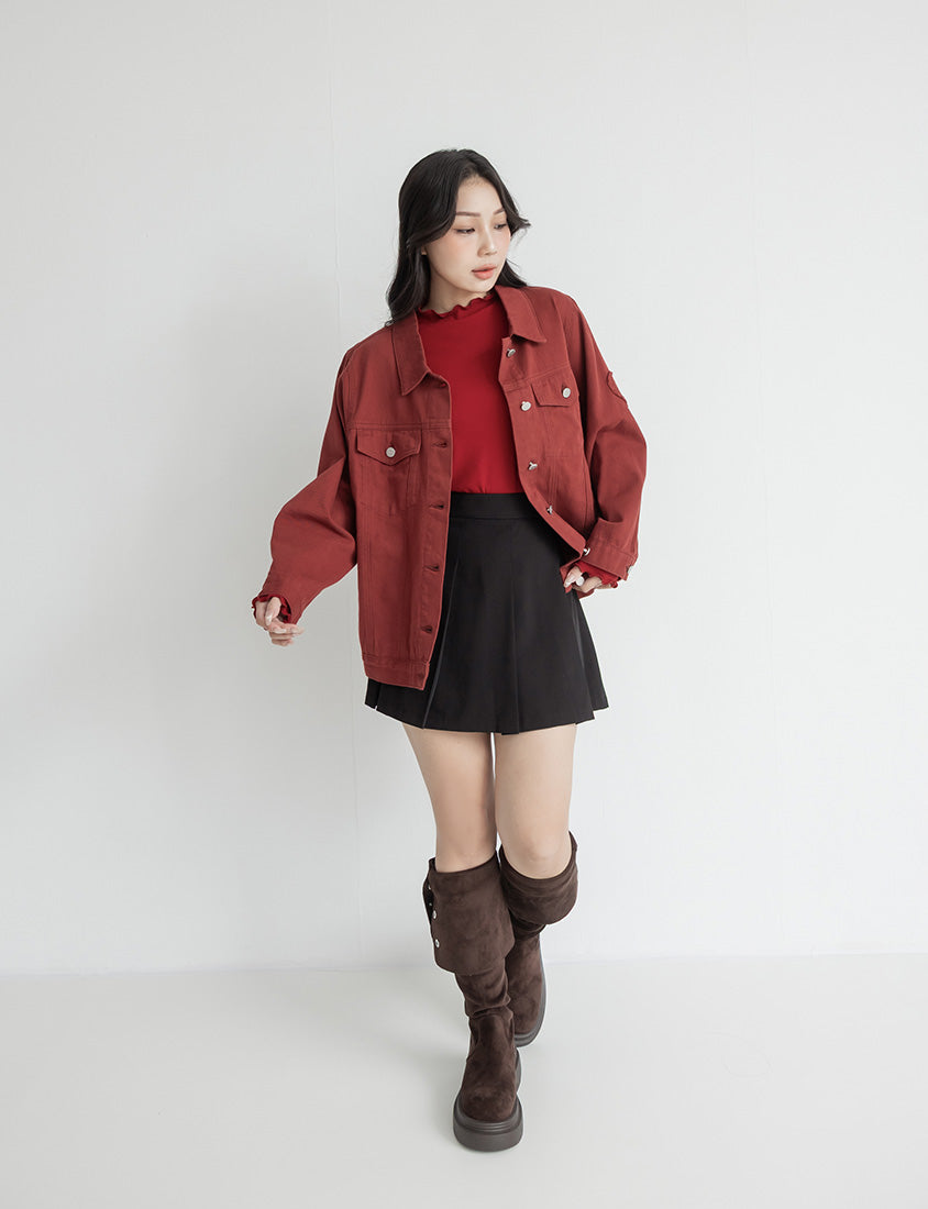 Sweet Preppy Pleated Plus Size Skort