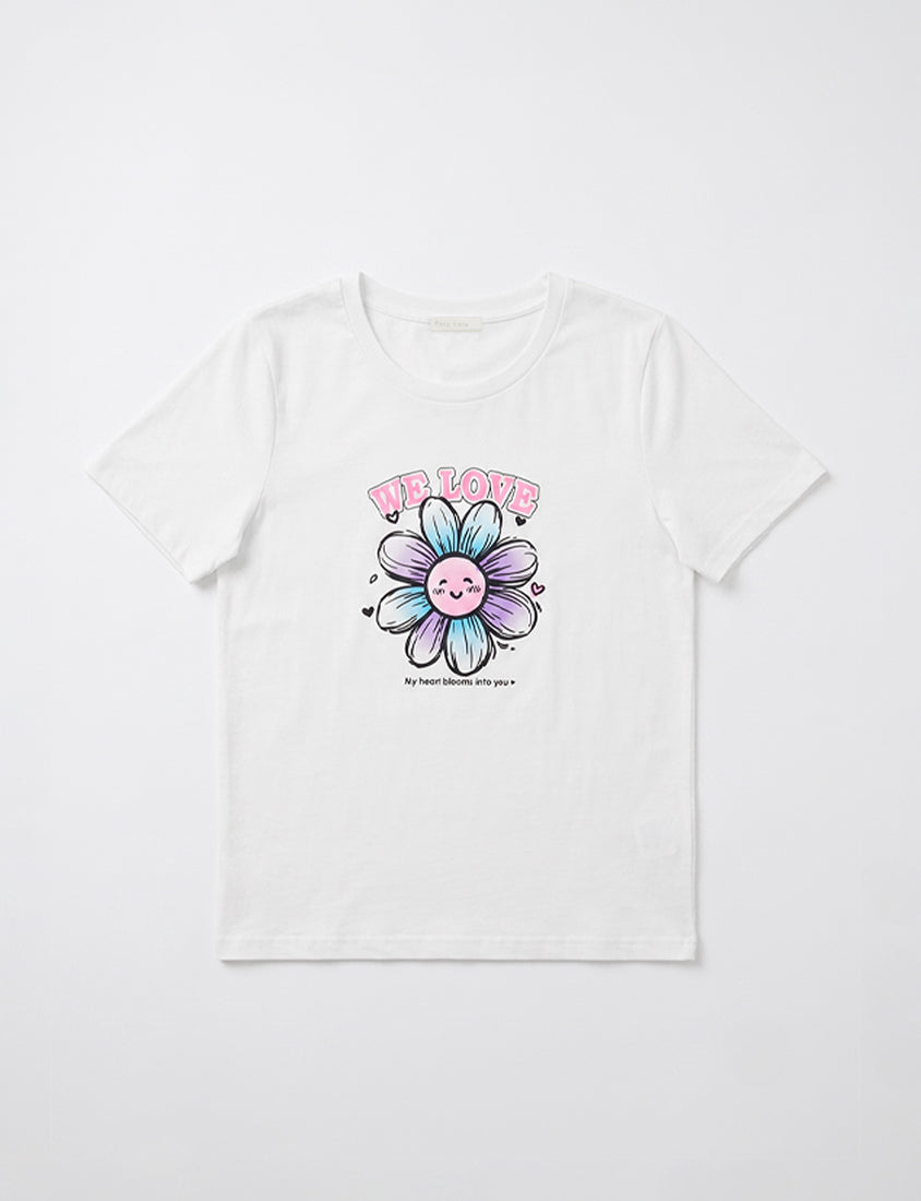 3D Gradient Floral Print Plus Size Tee