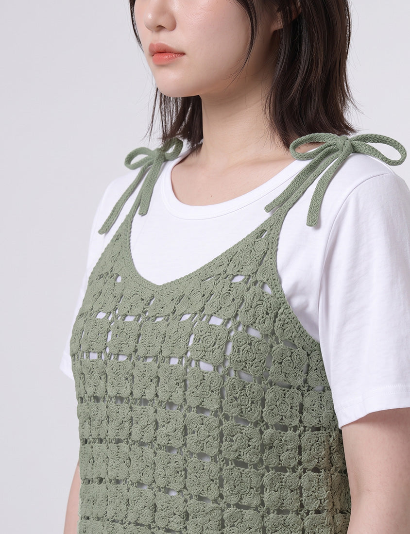 Japanese-Inspired Crochet Grid Plus Size  Vest