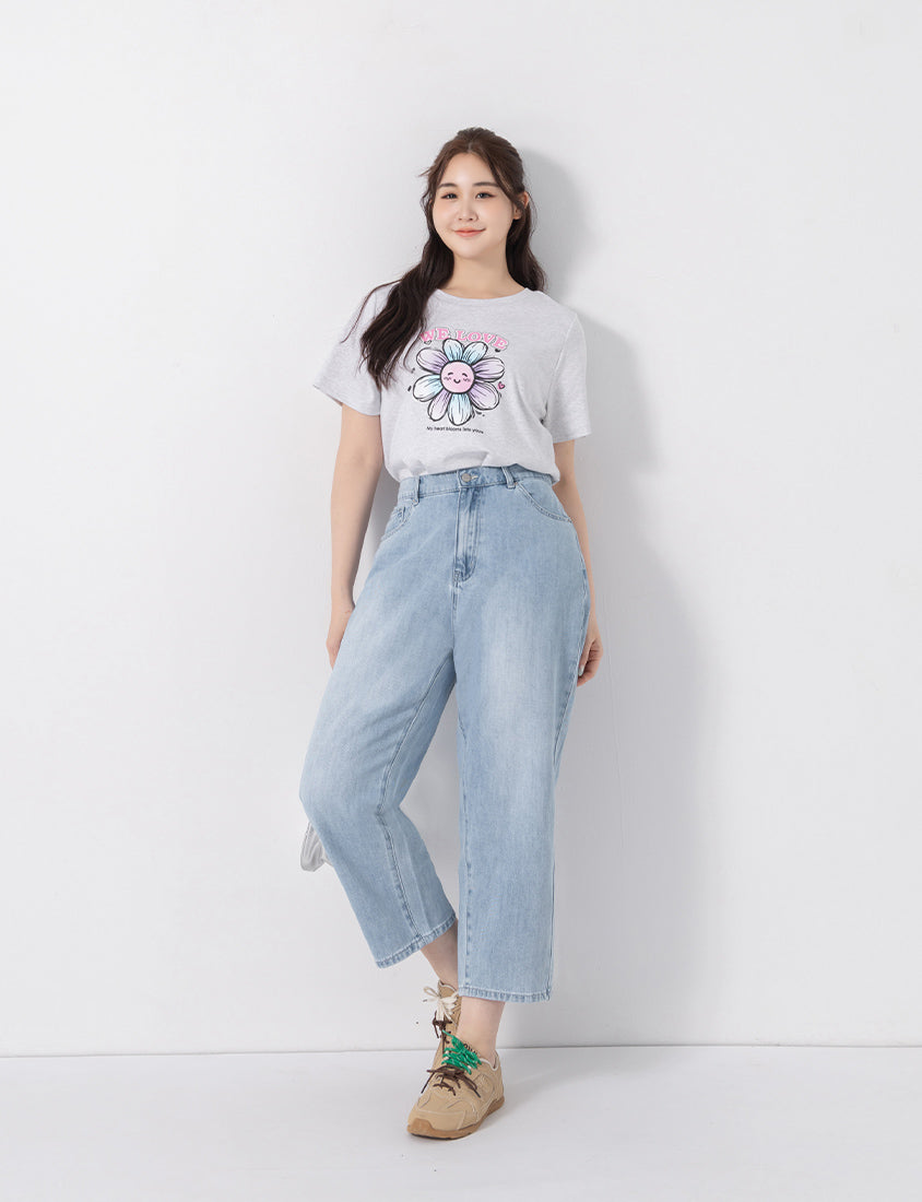 Standard Perfect Fit Slim Straight Cropped Plus Size Jeans
