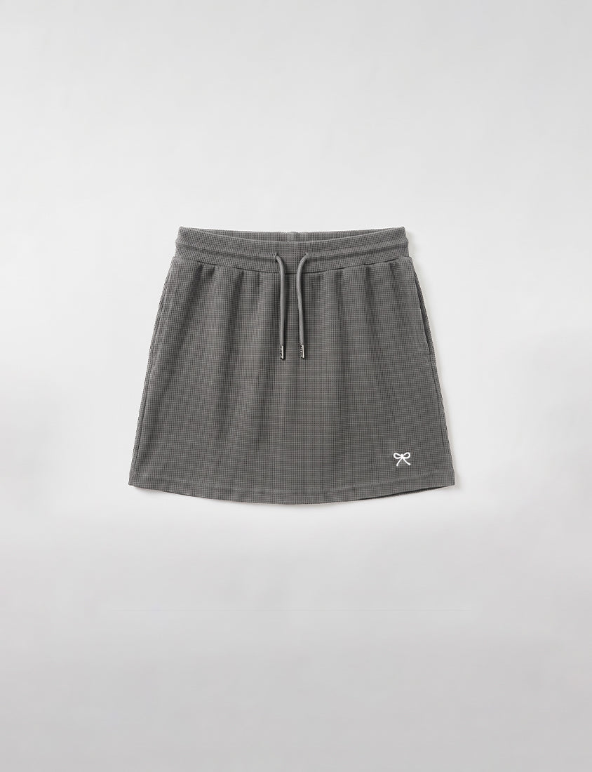 Waffle Knit Butterfly Embroidered Plus Size Skort