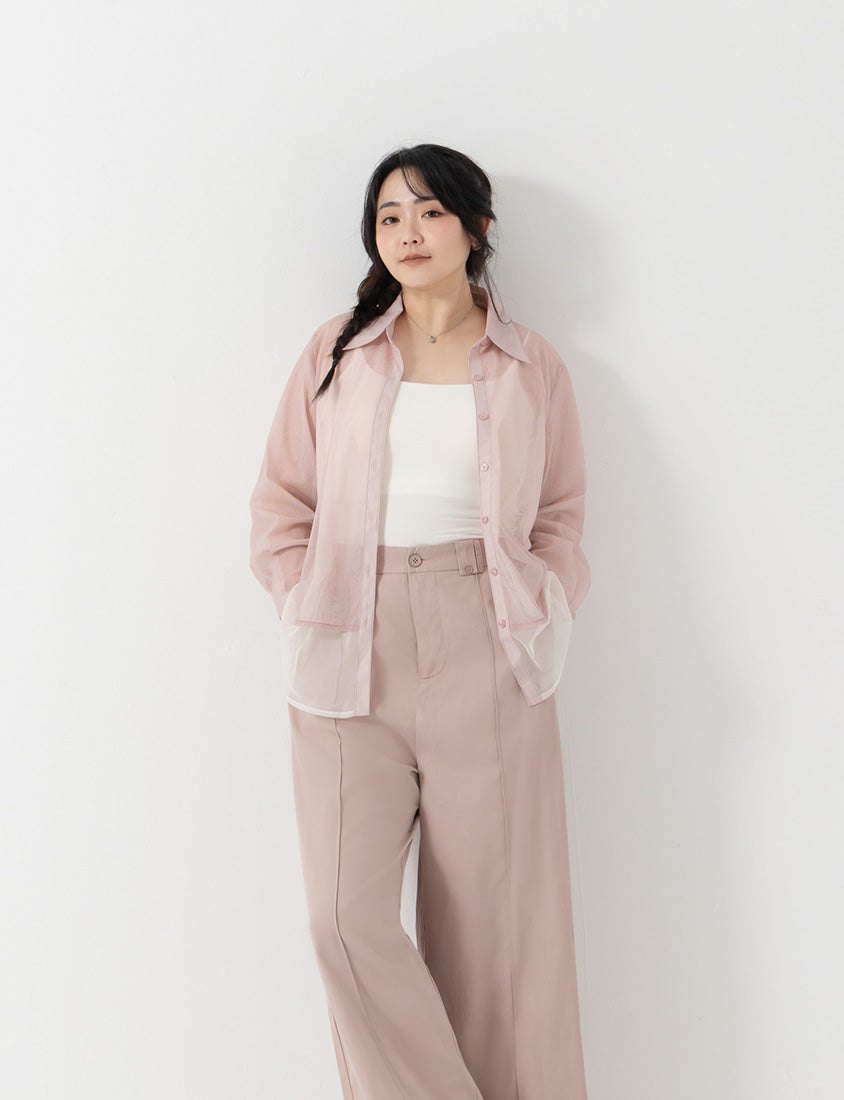MISS. Japanese-Inspired Ethereal Sheer Layered Plus Size Shirt