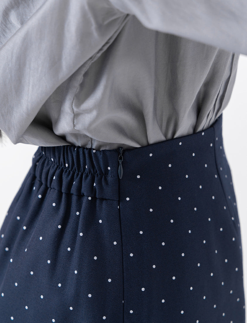 MISS. Lace Trim Polka Dot Tailored A-Line Suit Plus Size Mini Skirt