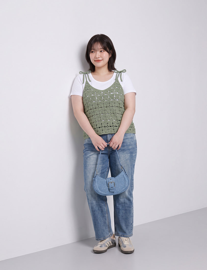 Japanese-Inspired Crochet Grid Plus Size  Vest