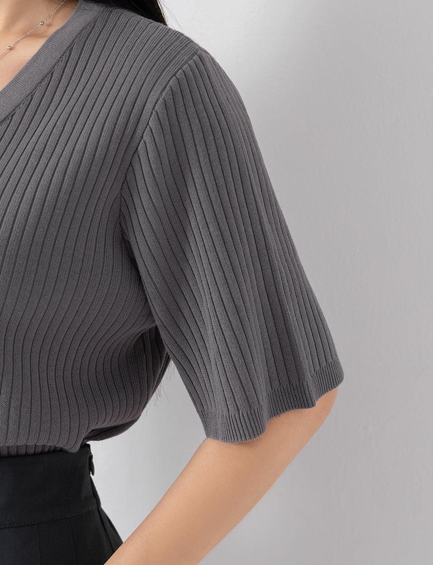 MISS. Minimal Faux Two-Piece Button-Front Knit Plus Size Top