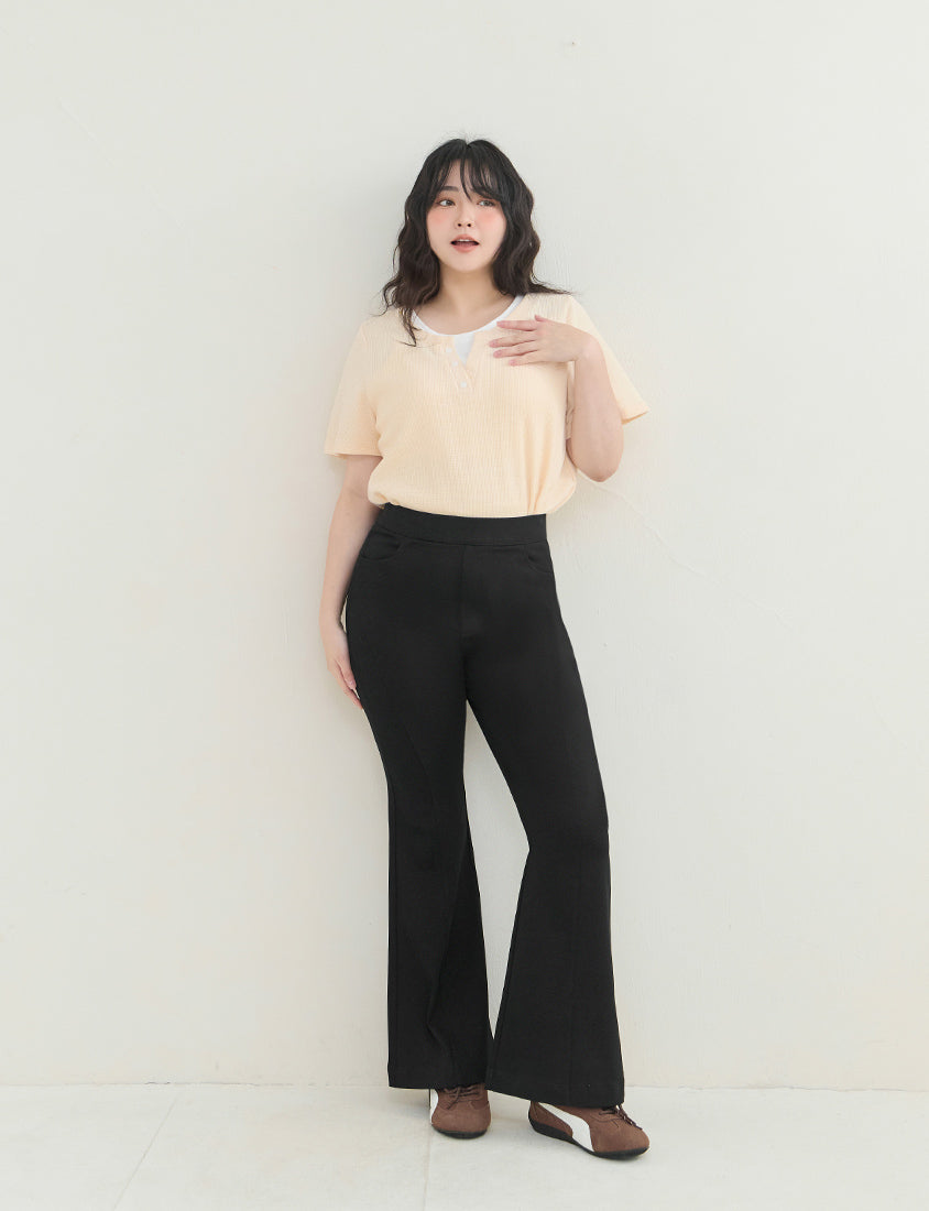 Waffle Knit Faux Two-Piece Plus Size Top