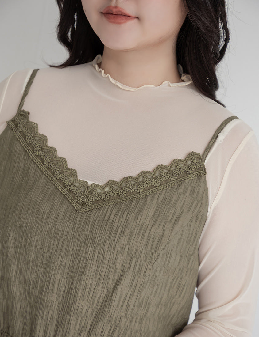 Sweet Lace Textured Plus Size Maxi Dress
