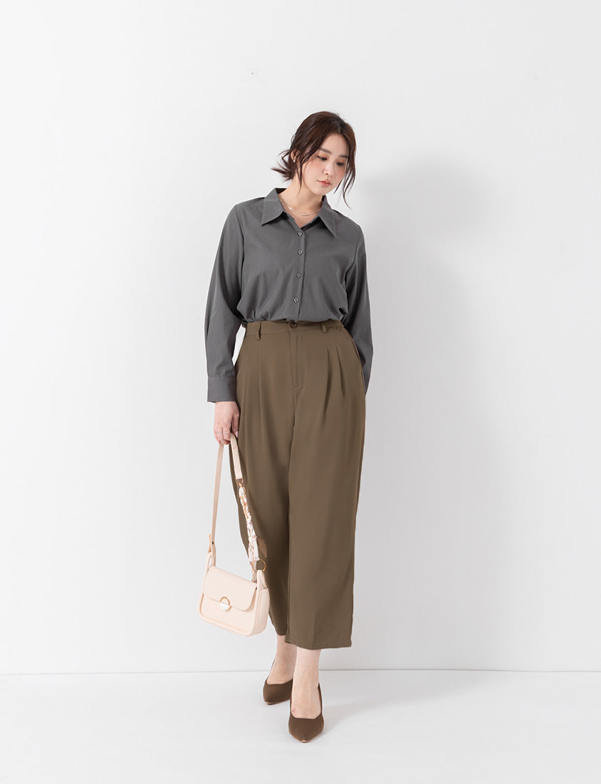 MISS. Minimal Breathable Lyocell Long Sleeve Plus Size Shirt
