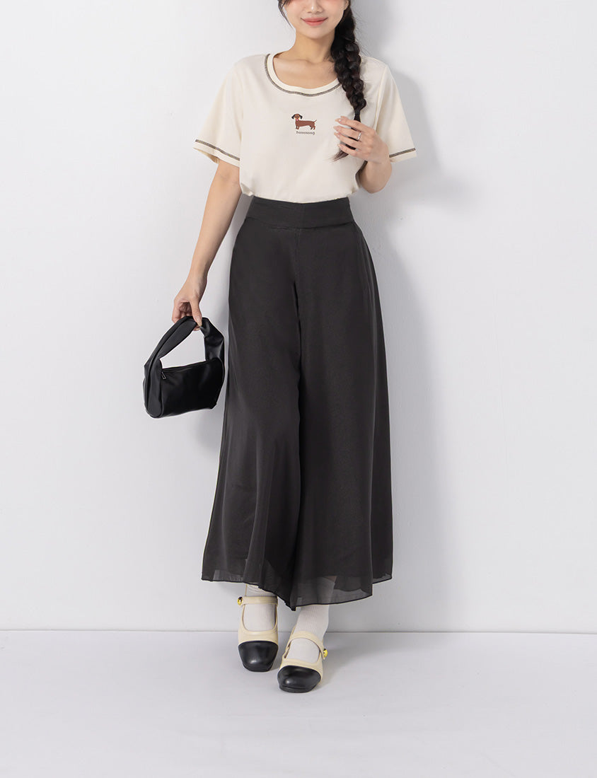 Wide Waistband Ethereal Sheer Plus Size Wide Leg Pants