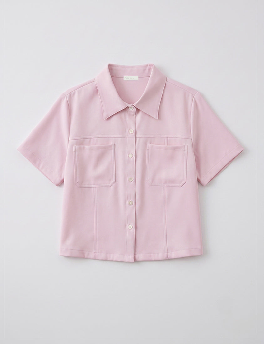 Double Pocket Twill Shell Button Plus Size Shirt