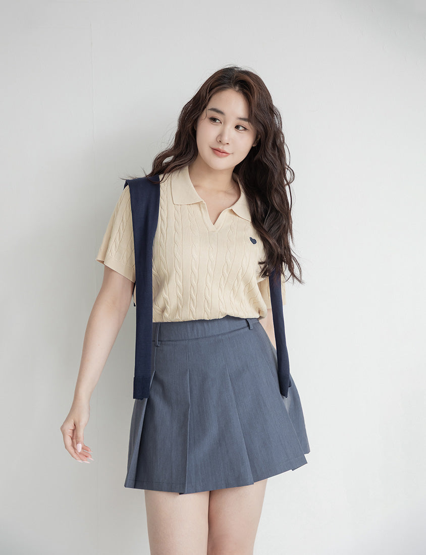 Sweet Preppy Pleated Plus Size Skort