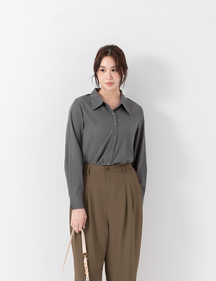 MISS. Minimal Breathable Lyocell Long Sleeve Plus Size Shirt