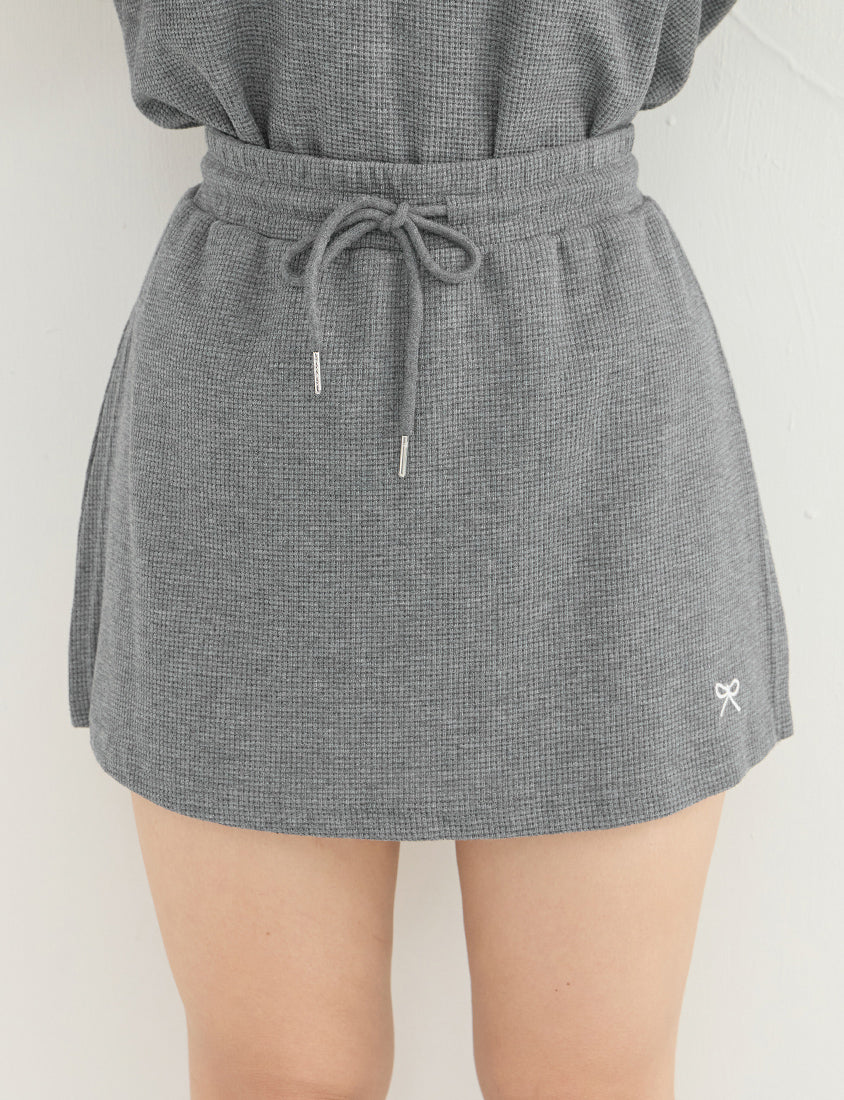 Waffle Knit Butterfly Embroidered Plus Size Skort