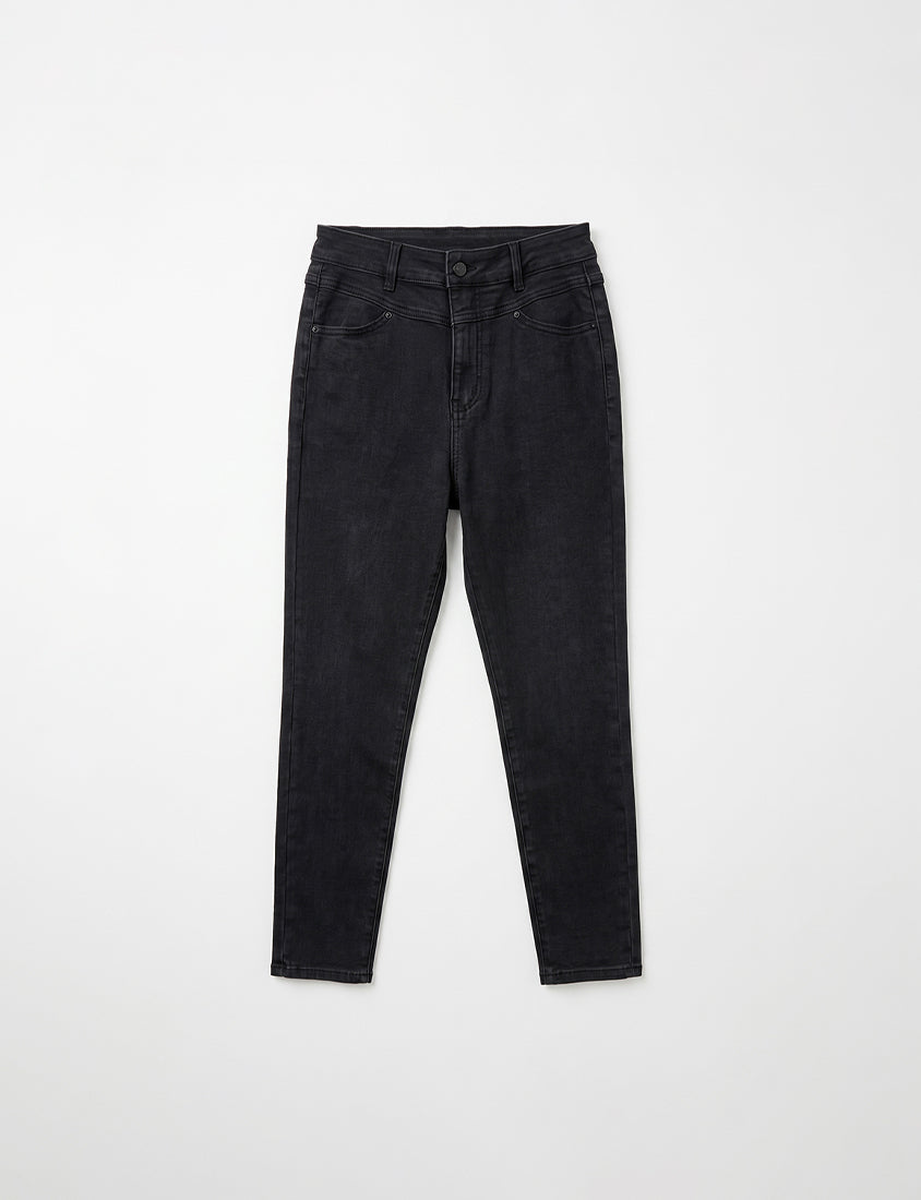 High-Waist Stretch Slim-Leg Plus Size Pants (Long)