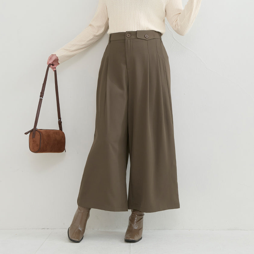 Asymmetrical Waist Pleated Chiffon Wide Leg Plus Size Pants