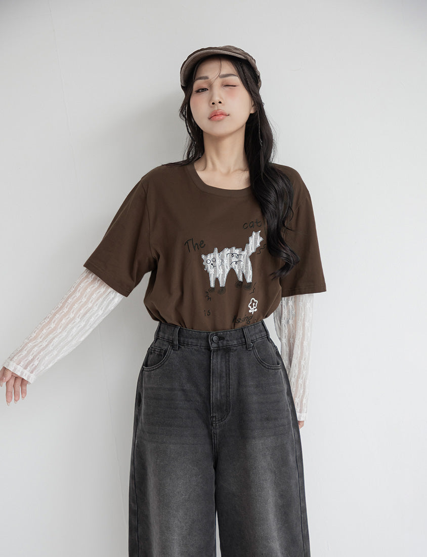 Korean Style Vintage Washed Plus Size Cropped Jeans