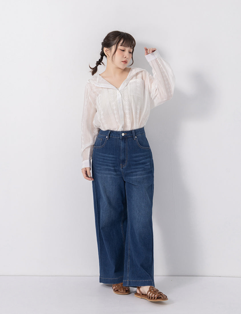 Japanese Style Semi-Sheer Lace Hooded Plus Size Jacket