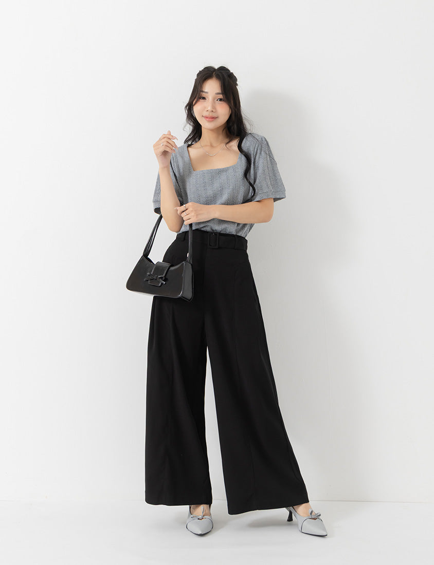 MISS. Tailored Wrinkle-Resistant Plus Size Wide Leg Pants (With Belt)