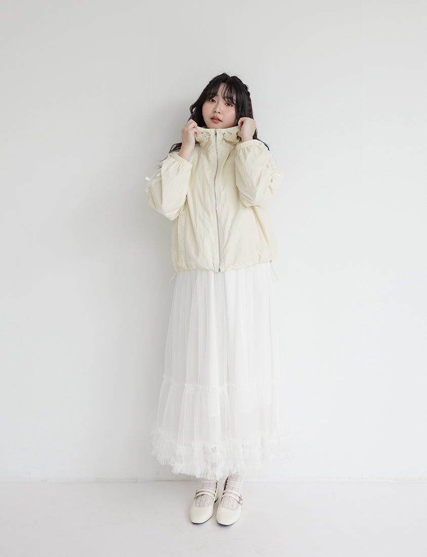 Lace Water-Repellent Hooded Plus Size Trench Coat