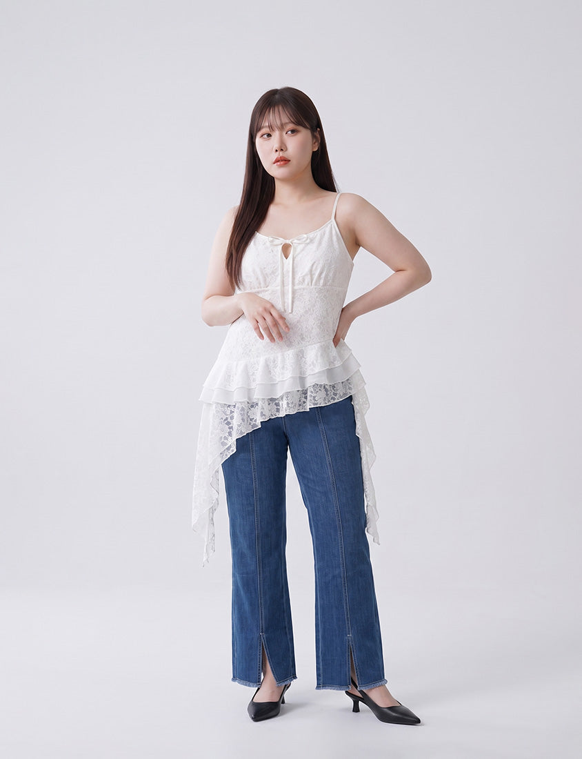 MUA! Sweet Lace Asymmetrical Hem Plus Size Cami Top