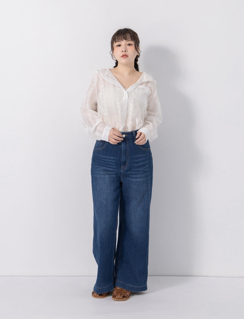 Japanese Style Semi-Sheer Lace Hooded Plus Size Jacket