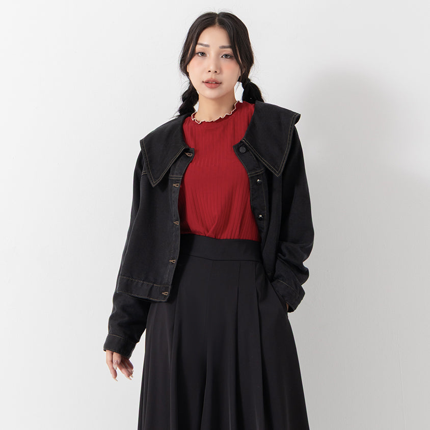Sweet Collar Lyocell Twill Plus Size Jacket