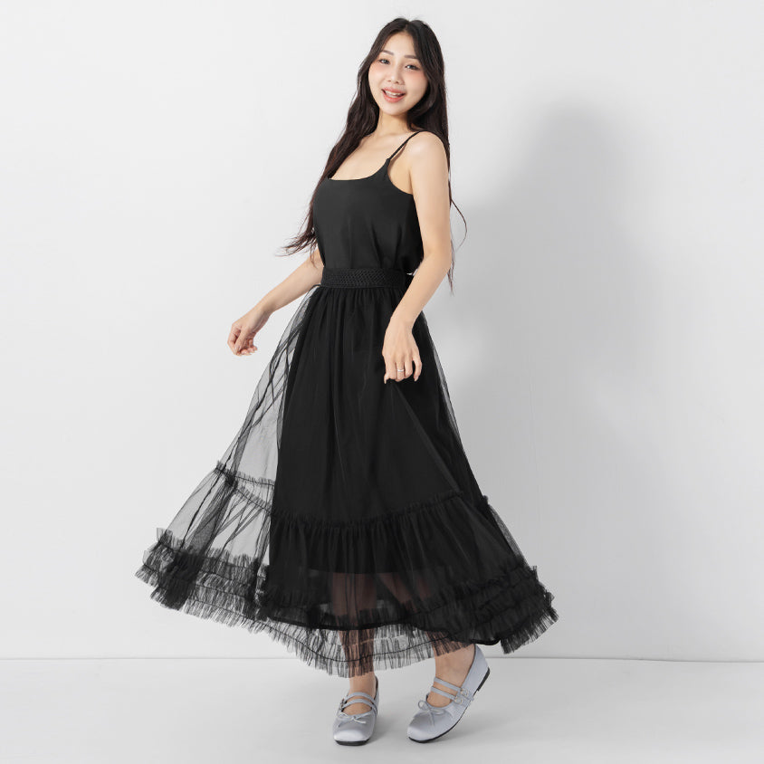 Ethereal Layered Mesh Plus Size Maxi Skirt