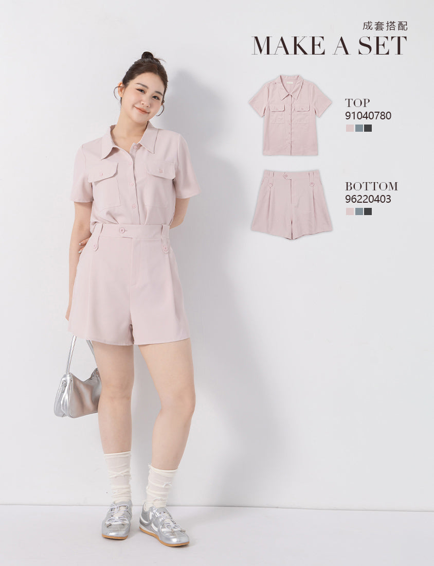 Contrast Stitch Lightweight Utility Chiffon Plus Size Shorts