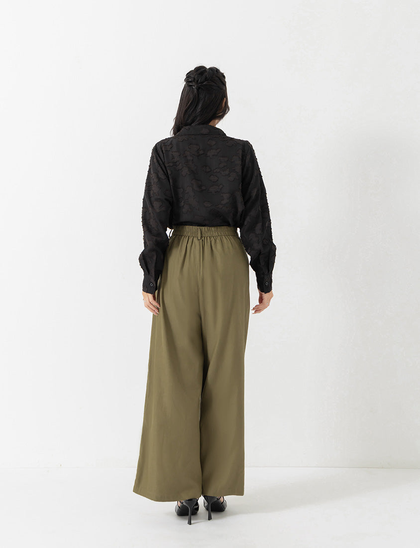 MISS. Lyocell Twill Topstitched Plus Size Trousers