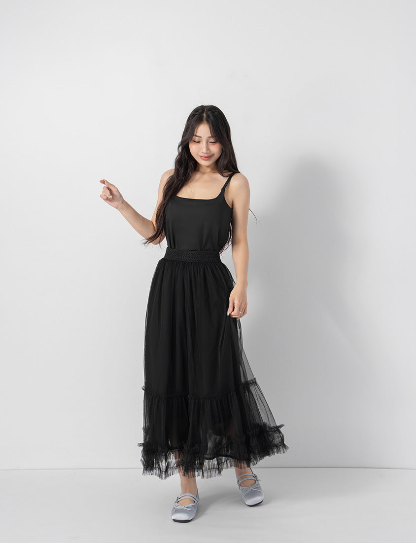 Ethereal Layered Mesh Plus Size Maxi Skirt
