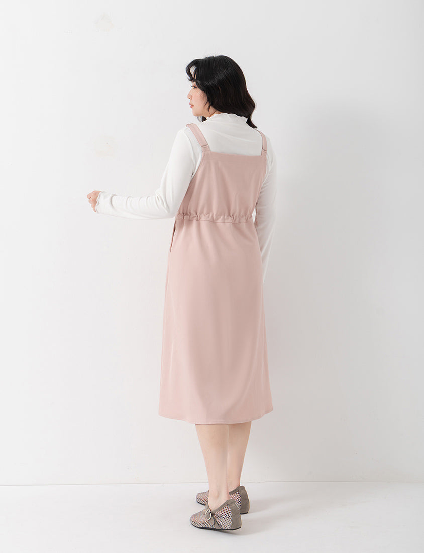Adjustable Heart Button Strap Plus Size Maxi Dress