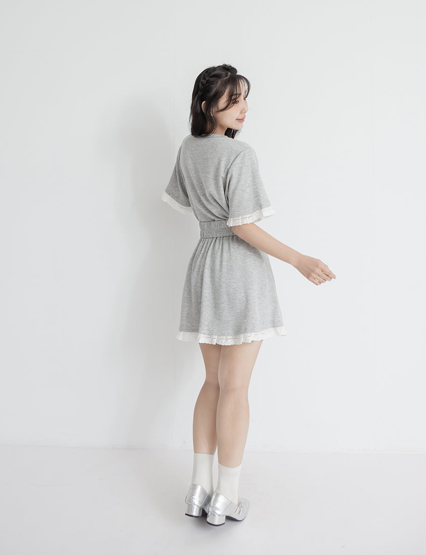 Lace Trim Cloud Cotton Plus Size Mini Skirt