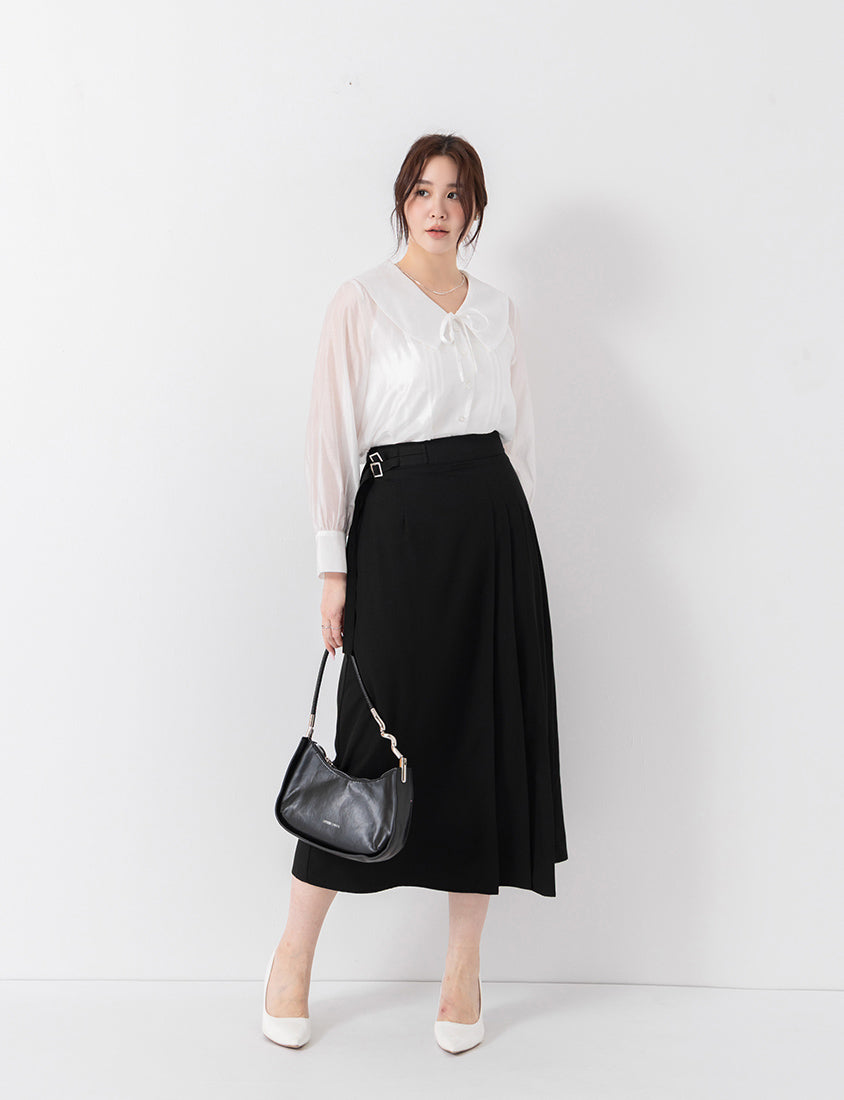 MISS. Ethereal Sheer Collared Plus Size Shirt (with Inner Cami)