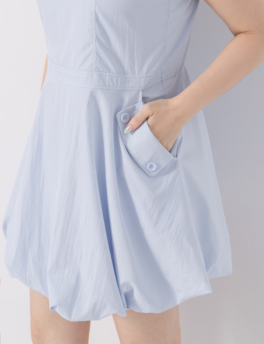 Cute Bubble Hem Adjustable Strap Plus Size Mini Dress