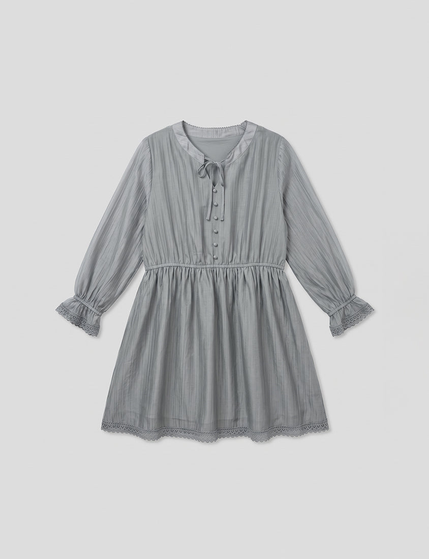 Vintage Lace Cinched Waist Plus Size Mini Dress