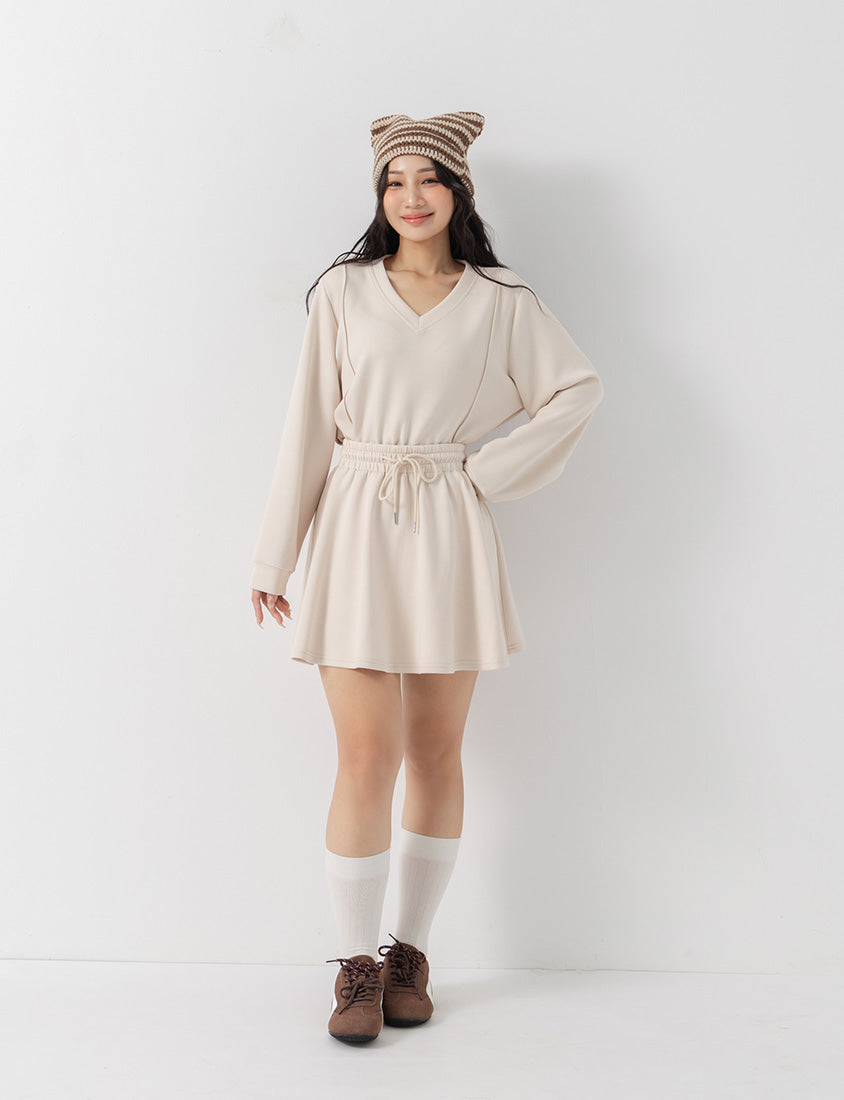 QQ Yogurt Touch Cotton Comfy A-Line Plus Size Mini Skirt