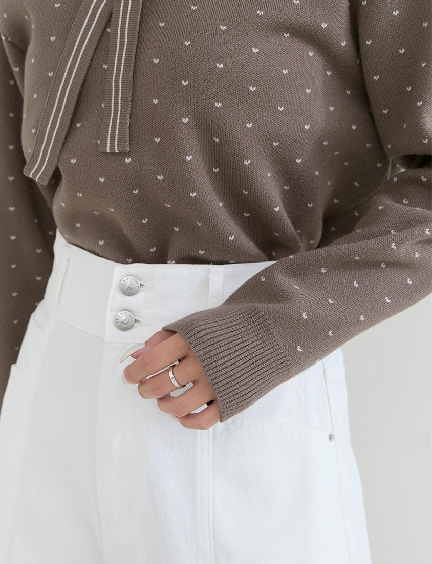 Sweet Heart Sailor Collar Long Sleeve Knit Plus SizeTop