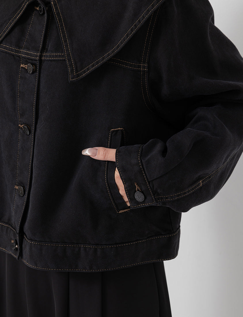 Sweet Collar Lyocell Twill Plus Size Jacket