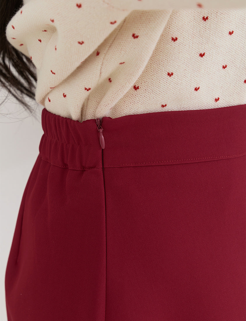 Korean Style Bow-Detail Elastic Back Waist Tailored Plus Size Mini Skirt