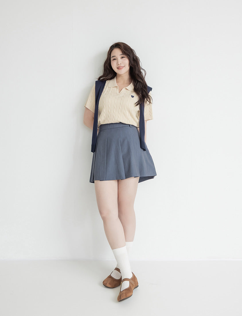 Sweet Preppy Pleated Plus Size Skort